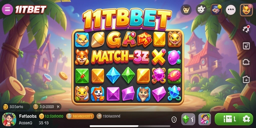 Tampilan menarik dari gameplay 11TBET dalam permainan Match-3.