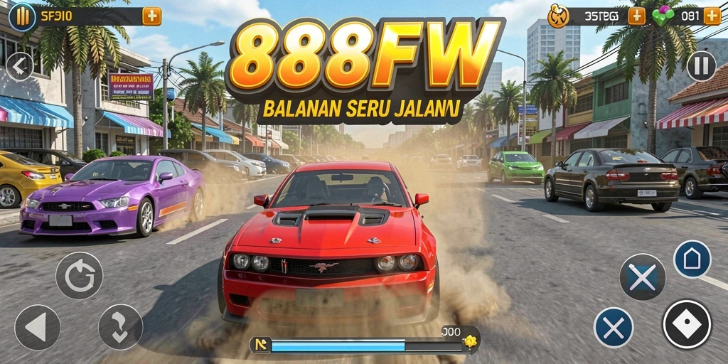 Tampilan gameplay 888FW yang menegangkan saat balapan.
