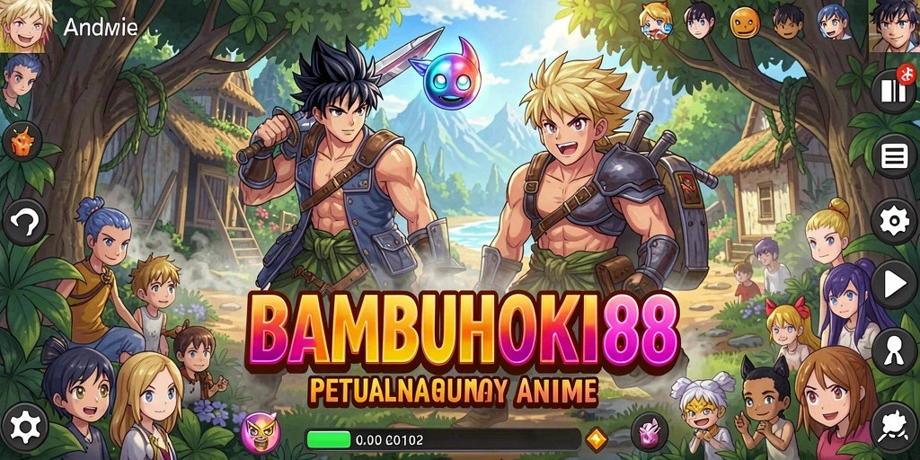 Screenshot gameplay BAMBUHOKI88 yang menampilkan aksi seru karakter anime.