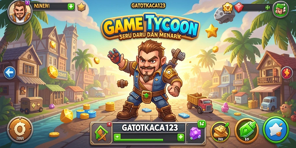Tampilan gameplay menarik dari GATOTKACA123 dengan elemen Tycoon.