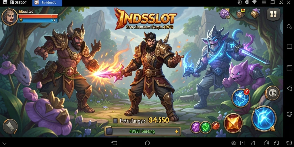 Screenshot utama INDSLOT menampilkan aksi pertempuran epik dalam dunia ARPG.