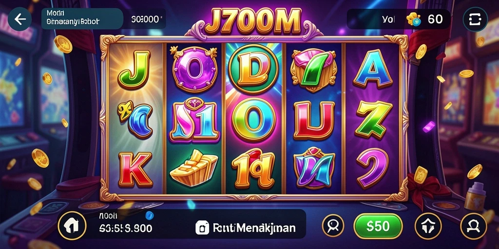 Screenshot gameplay J200M dengan tampilan warna-warni yang menarik.