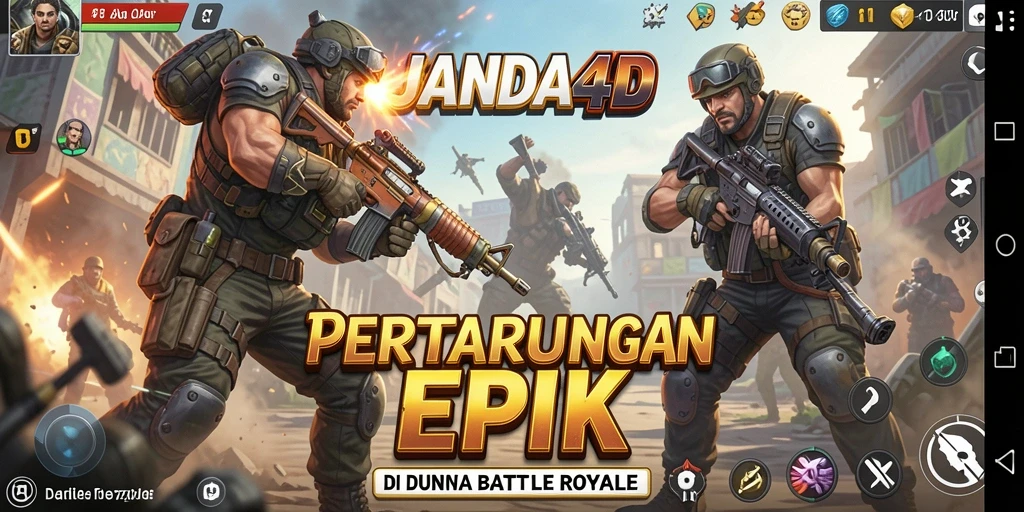 Screenshot JANDA4D yang menunjukkan aksi pertarungan intens di arena Battle Royale.
