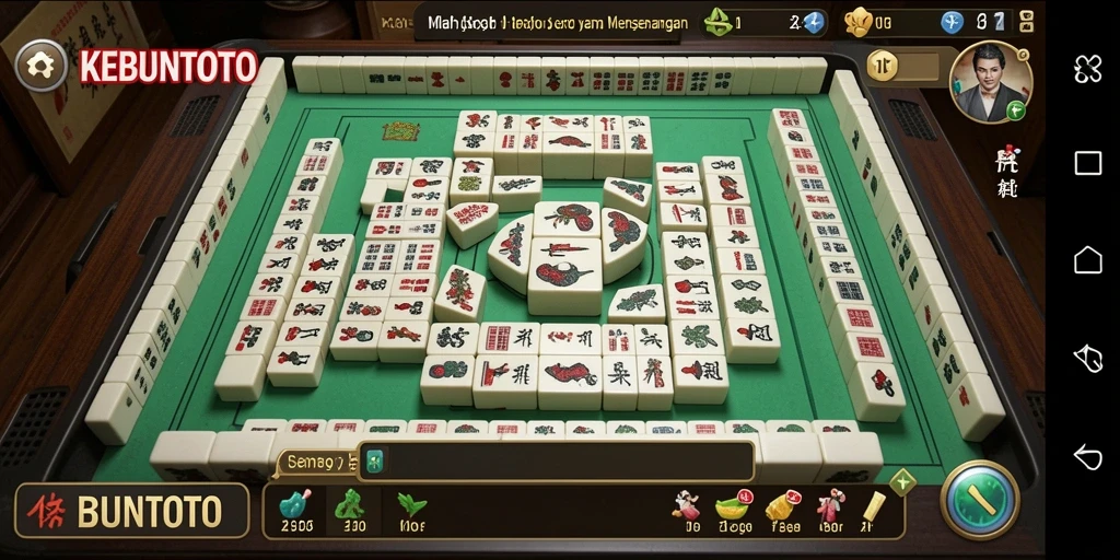 Gameplay KEBUNTOTO yang seru dengan tampilan ubin Mahjong.