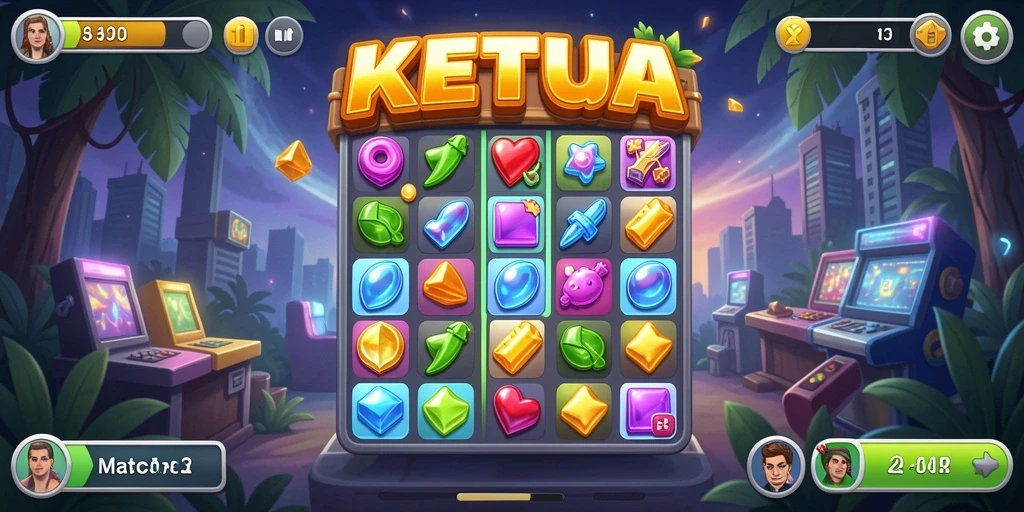Tampilan gameplay seru KETUA dalam genre Match-3.