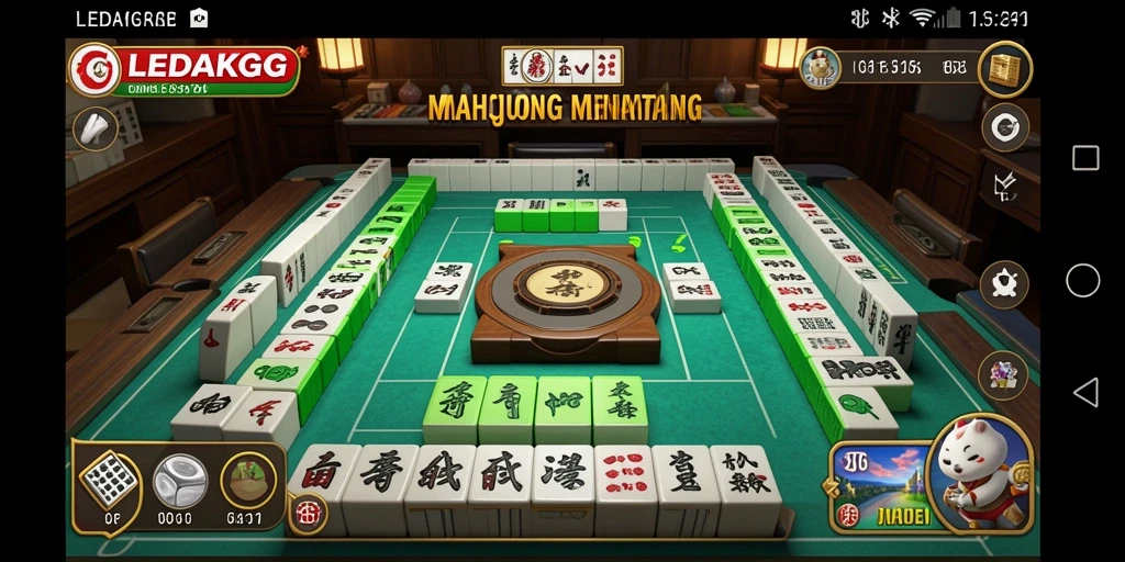 Gameplay seru dalam LEDAKGG dengan elemen Mahjong yang menarik.