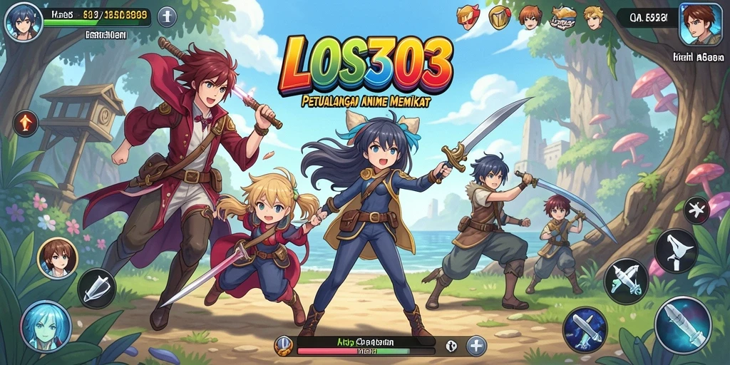 Tampilan gameplay seru dengan karakter anime ikonik.