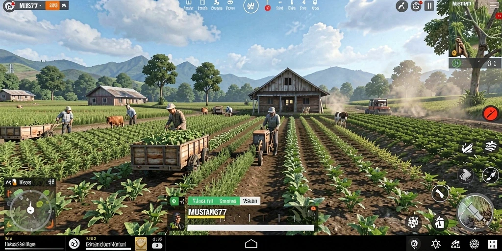 Tampilan menarik dari gameplay MUSTANG77 saat bertani.