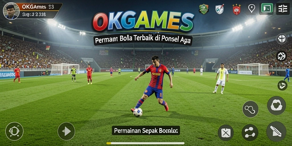 Tangkapan layar gameplay menampilkan aksi seru di lapangan sepak bola.