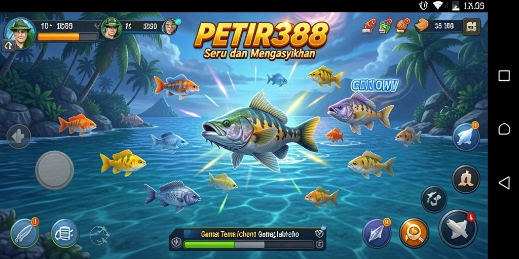 Tampilan gameplay PETIR388 dengan aksi menembak ikan yang seru.