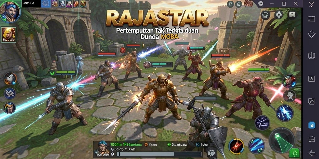 Tampilan gameplay seru dari RAJASTAR saat pertempuran.