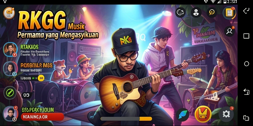 Tampilan gameplay RKGG dengan berbagai efek musik yang menarik.