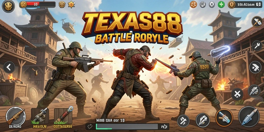 Tampilan menegangkan dari gameplay TEXAS88 dalam arena Battle Royale.