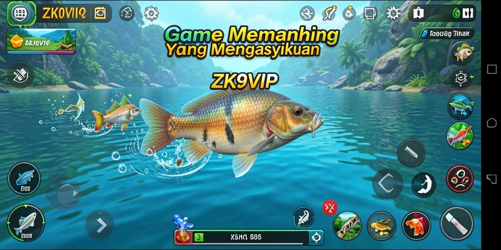 Tampilan gameplay ZK9VIP yang menakjubkan saat memancing.